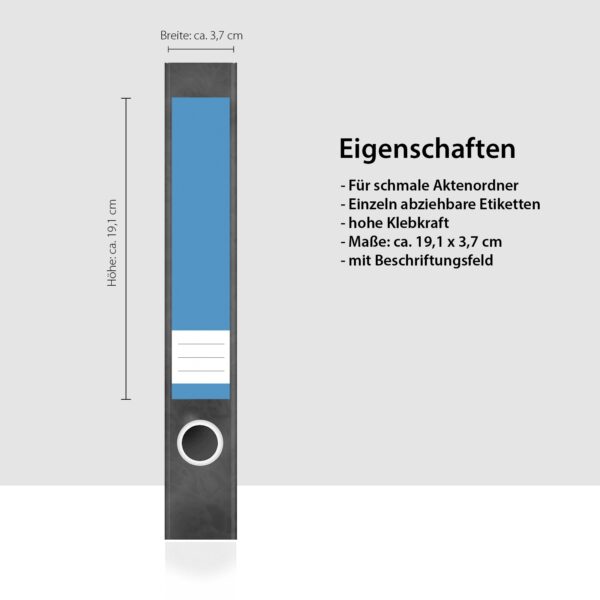 Etiketten für Ordner | Blau 4 | 7 Aufkleber für schmale Ordnerrücken | Selbstklebende Design Ordneretiketten Rückenschilder