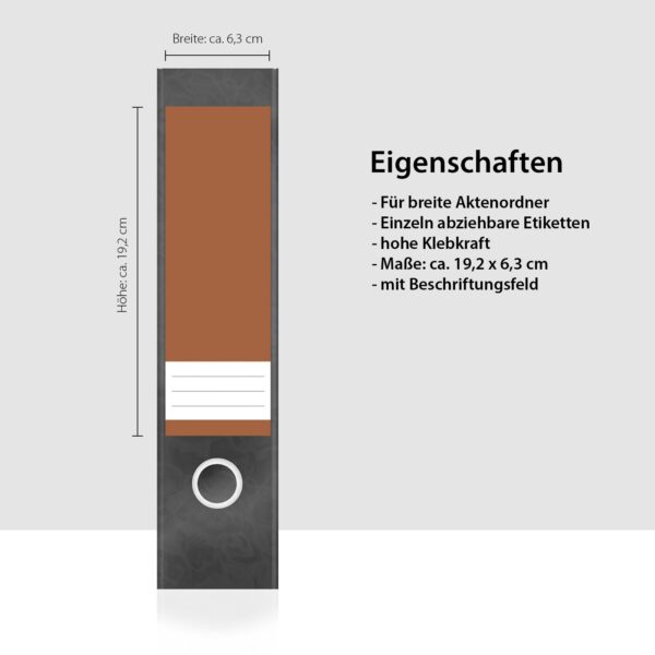 Etiketten für Ordner | Braun 3 | 4 breite Aufkleber für Ordnerrücken | Selbstklebende Design Ordneretiketten Rückenschilder