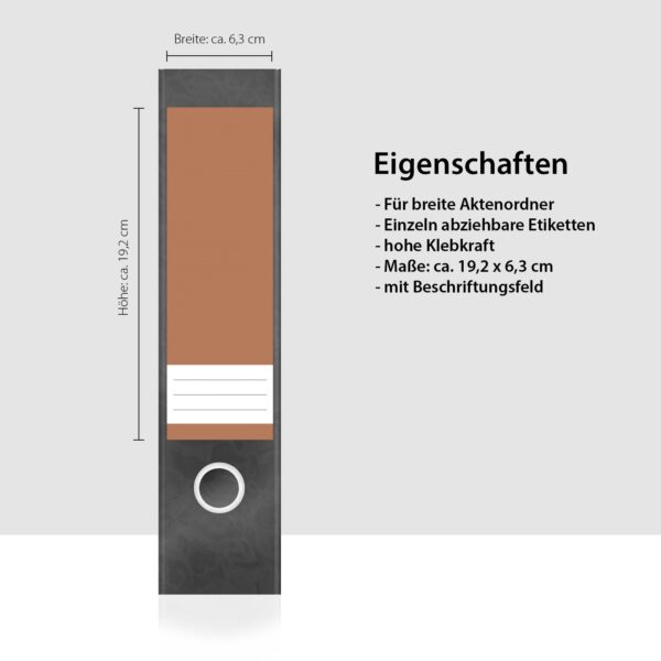 Etiketten für Ordner | Braun 4 | 4 breite Aufkleber für Ordnerrücken | Selbstklebende Design Ordneretiketten Rückenschilder