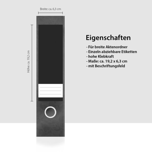 Etiketten für Ordner | Grau 1 | 4 breite Aufkleber für Ordnerrücken | Selbstklebende Design Ordneretiketten Rückenschilder