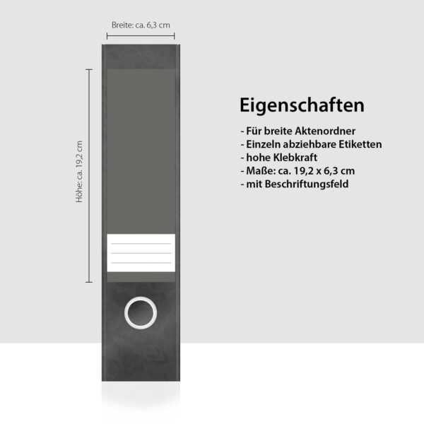 Etiketten für Ordner | Grau 4 | 4 breite Aufkleber für Ordnerrücken | Selbstklebende Design Ordneretiketten Rückenschilder
