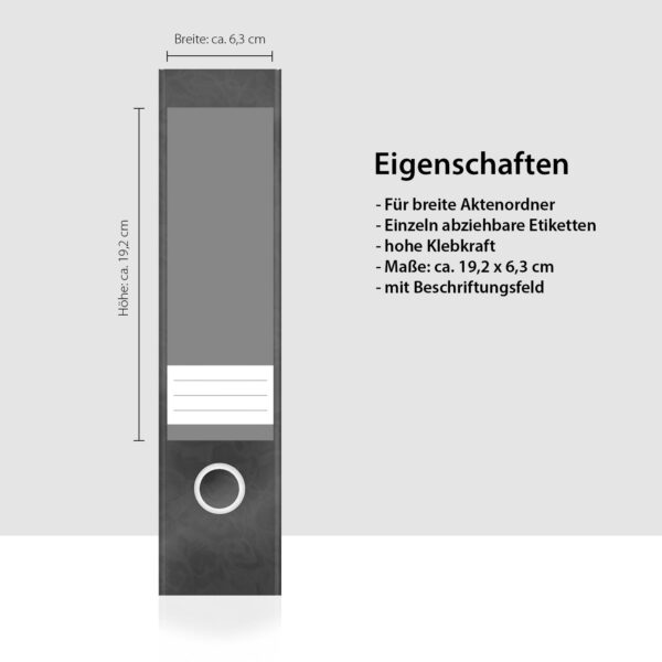 Etiketten für Ordner | Grau 5 | 4 breite Aufkleber für Ordnerrücken | Selbstklebende Design Ordneretiketten Rückenschilder