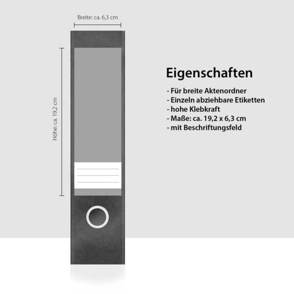 Etiketten für Ordner | Grau 6 | 4 breite Aufkleber für Ordnerrücken | Selbstklebende Design Ordneretiketten Rückenschilder
