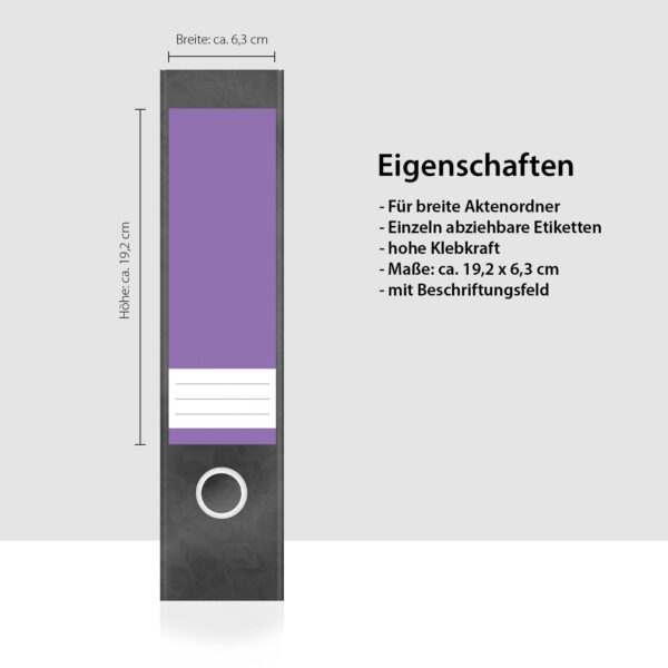 Etiketten für Ordner | Lila 4 | 4 breite Aufkleber für Ordnerrücken | Selbstklebende Design Ordneretiketten Rückenschilder