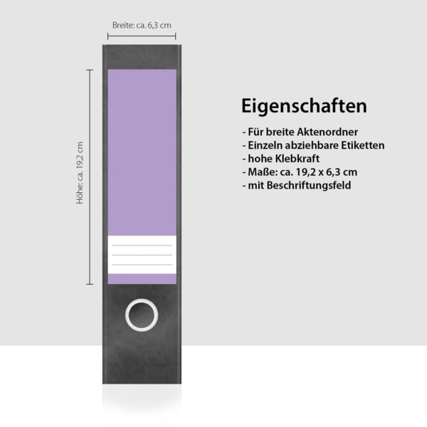 Etiketten für Ordner | Lila 6 | 4 breite Aufkleber für Ordnerrücken | Selbstklebende Design Ordneretiketten Rückenschilder