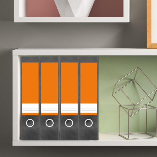 Etiketten für Ordner | Orange 1 | 4 breite Aufkleber für Ordnerrücken | Selbstklebende Design Ordneretiketten Rückenschilder