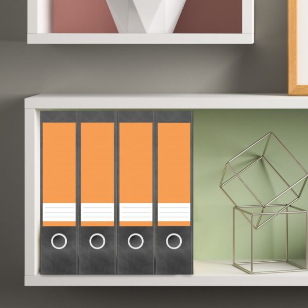 Etiketten für Ordner | Orange 3 | 4 breite Aufkleber für Ordnerrücken | Selbstklebende Design Ordneretiketten Rückenschilder