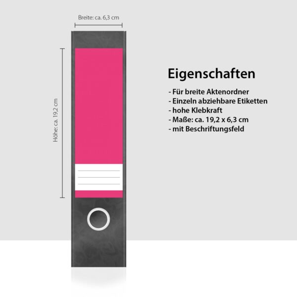 Etiketten für Ordner | Rosa 2 | 4 breite Aufkleber für Ordnerrücken | Selbstklebende Design Ordneretiketten Rückenschilder