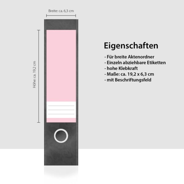 Etiketten für Ordner | Rosa 7 | 4 breite Aufkleber für Ordnerrücken | Selbstklebende Design Ordneretiketten Rückenschilder