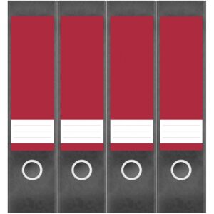 Etiketten für Ordner | Rot 2 | 4 breite Aufkleber für Ordnerrücken | Selbstklebende Design Ordneretiketten Rückenschilder