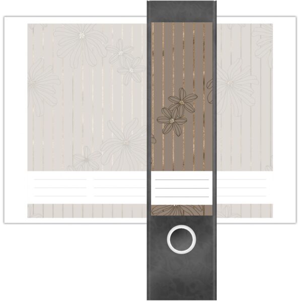 Etiketten für Ordner | Bronze Muster Streifen | 4 breite Aufkleber für Ordnerrücken | Selbstklebende Design Ordneretiketten Rückenschilder