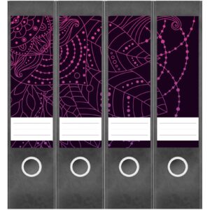 Etiketten für Ordner | Muster Kreise | 4 breite Aufkleber für Ordnerrücken | Selbstklebende Design Ordneretiketten Rückenschilder