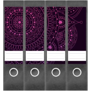 Etiketten für Ordner | Muster Kreise 2 | 4 breite Aufkleber für Ordnerrücken | Selbstklebende Design Ordneretiketten Rückenschilder