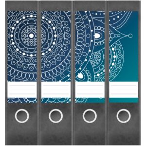 Etiketten für Ordner | Muster Kreise 3 | 4 breite Aufkleber für Ordnerrücken | Selbstklebende Design Ordneretiketten Rückenschilder