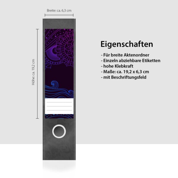 Etiketten für Ordner | Muster Verlauf | 4 breite Aufkleber für Ordnerrücken | Selbstklebende Design Ordneretiketten Rückenschilder