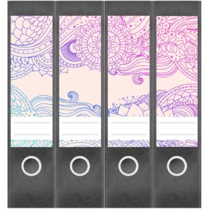 Etiketten für Ordner | Muster Verlauf 2 | 4 breite Aufkleber für Ordnerrücken | Selbstklebende Design Ordneretiketten Rückenschilder