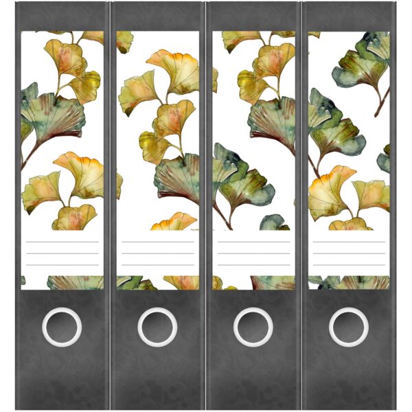 Etiketten für Ordner | Muster Blätter | 4 breite Aufkleber für Ordnerrücken | Selbstklebende Design Ordneretiketten Rückenschilder