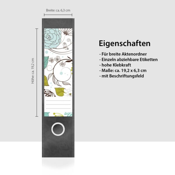 Etiketten für Ordner | Grafisches Design | 4 breite Aufkleber für Ordnerrücken | Selbstklebende Design Ordneretiketten Rückenschilder