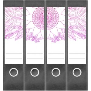 Etiketten für Ordner | Rosa Muster auf Weiss | 4 breite Aufkleber für Ordnerrücken | Selbstklebende Design Ordneretiketten Rückenschilder