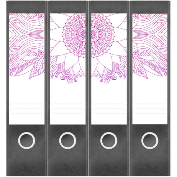 Etiketten für Ordner | Rosa Muster auf Weiss | 4 breite Aufkleber für Ordnerrücken | Selbstklebende Design Ordneretiketten Rückenschilder