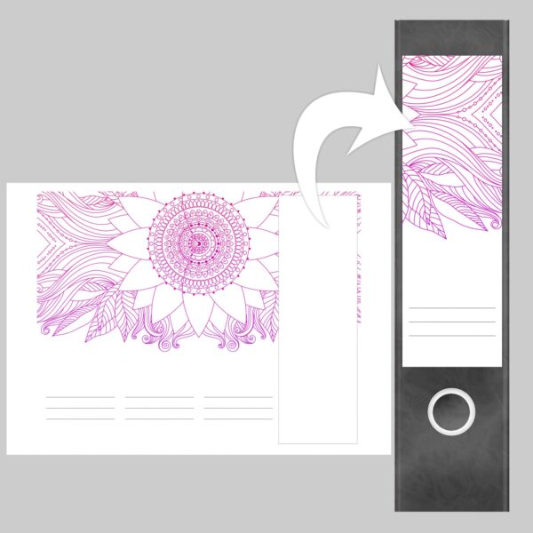 Etiketten für Ordner | Rosa Muster auf Weiss | 4 breite Aufkleber für Ordnerrücken | Selbstklebende Design Ordneretiketten Rückenschilder