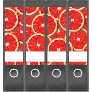 Etiketten für Ordner | Blutorange | 4 breite Aufkleber für Ordnerrücken | Selbstklebende Design Ordneretiketten Rückenschilder