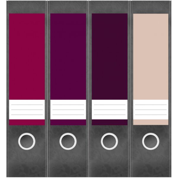 Etiketten für Ordner | Farbmix Rot Braun | 4 breite Aufkleber für Ordnerrücken | Selbstklebende Design Ordneretiketten Rückenschilder