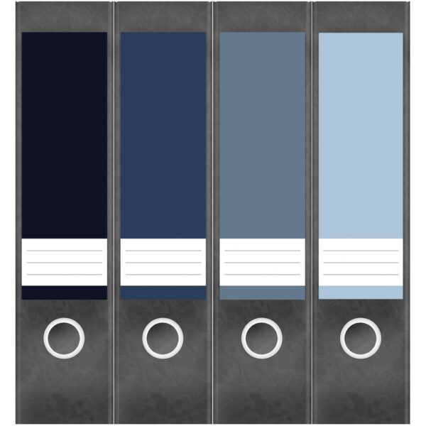 Etiketten für Ordner | Farbmix Blau 1 | 4 breite Aufkleber für Ordnerrücken | Selbstklebende Design Ordneretiketten Rückenschilder