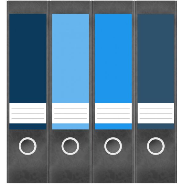 Etiketten für Ordner | Farbmix Blau 2 | 4 breite Aufkleber für Ordnerrücken | Selbstklebende Design Ordneretiketten Rückenschilder