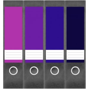 Etiketten für Ordner | Farbmix Lila Wein-Rot | 4 breite Aufkleber für Ordnerrücken | Selbstklebende Design Ordneretiketten Rückenschilder