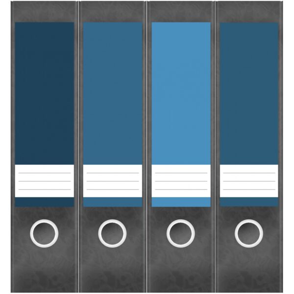 Etiketten für Ordner | Farbmix Blau 3 | 4 breite Aufkleber für Ordnerrücken | Selbstklebende Design Ordneretiketten Rückenschilder