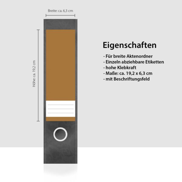 Etiketten für Ordner | Farbmix Beige Braun Rot | 4 breite Aufkleber für Ordnerrücken | Selbstklebende Design Ordneretiketten Rückenschilder