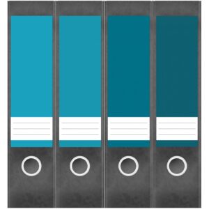 Etiketten für Ordner | Farbmix Blau 4 | 4 breite Aufkleber für Ordnerrücken | Selbstklebende Design Ordneretiketten Rückenschilder