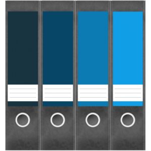 Etiketten für Ordner | Farbmix Blau 5 | 4 breite Aufkleber für Ordnerrücken | Selbstklebende Design Ordneretiketten Rückenschilder