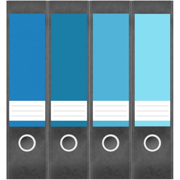 Etiketten für Ordner | Farbmix Blau 6 | 4 breite Aufkleber für Ordnerrücken | Selbstklebende Design Ordneretiketten Rückenschilder