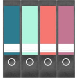 Etiketten für Ordner | Farbmix 6 | 4 breite Aufkleber für Ordnerrücken | Selbstklebende Design Ordneretiketten Rückenschilder