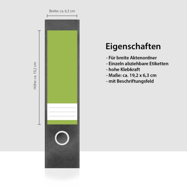 Etiketten für Ordner | Farbmix Gelb Grün | 4 breite Aufkleber für Ordnerrücken | Selbstklebende Design Ordneretiketten Rückenschilder