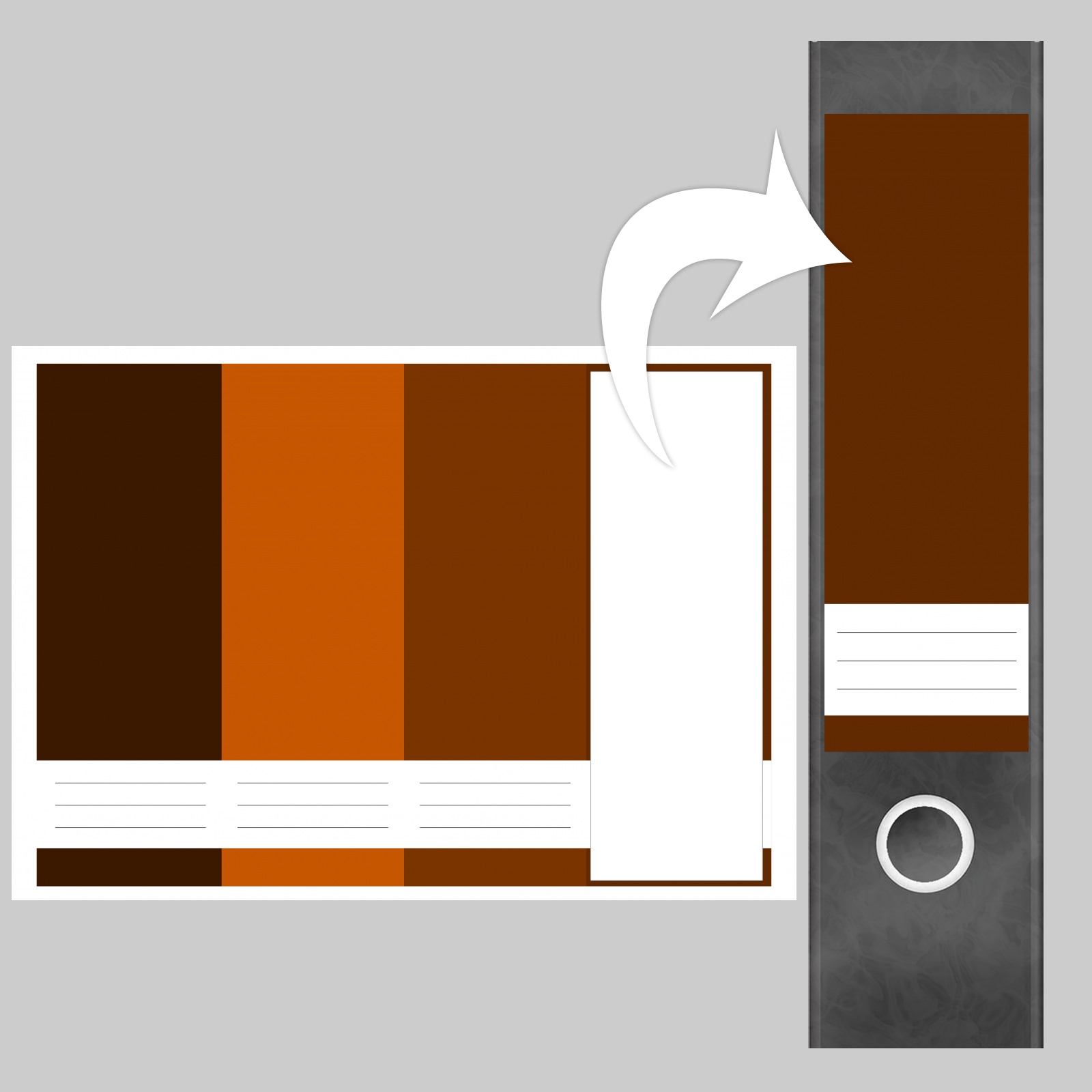 Etiketten für Ordner | Farbmix Orange Braun | 4 breite Aufkleber für Ordnerrücken | Selbstklebende Design Ordneretiketten Rückenschilder 3 Etiketten für Ordner | Farbmix Orange Braun | 4 breite Aufkleber für Ordnerrücken | Selbstklebende Design Ordneretiketten Rückenschilder