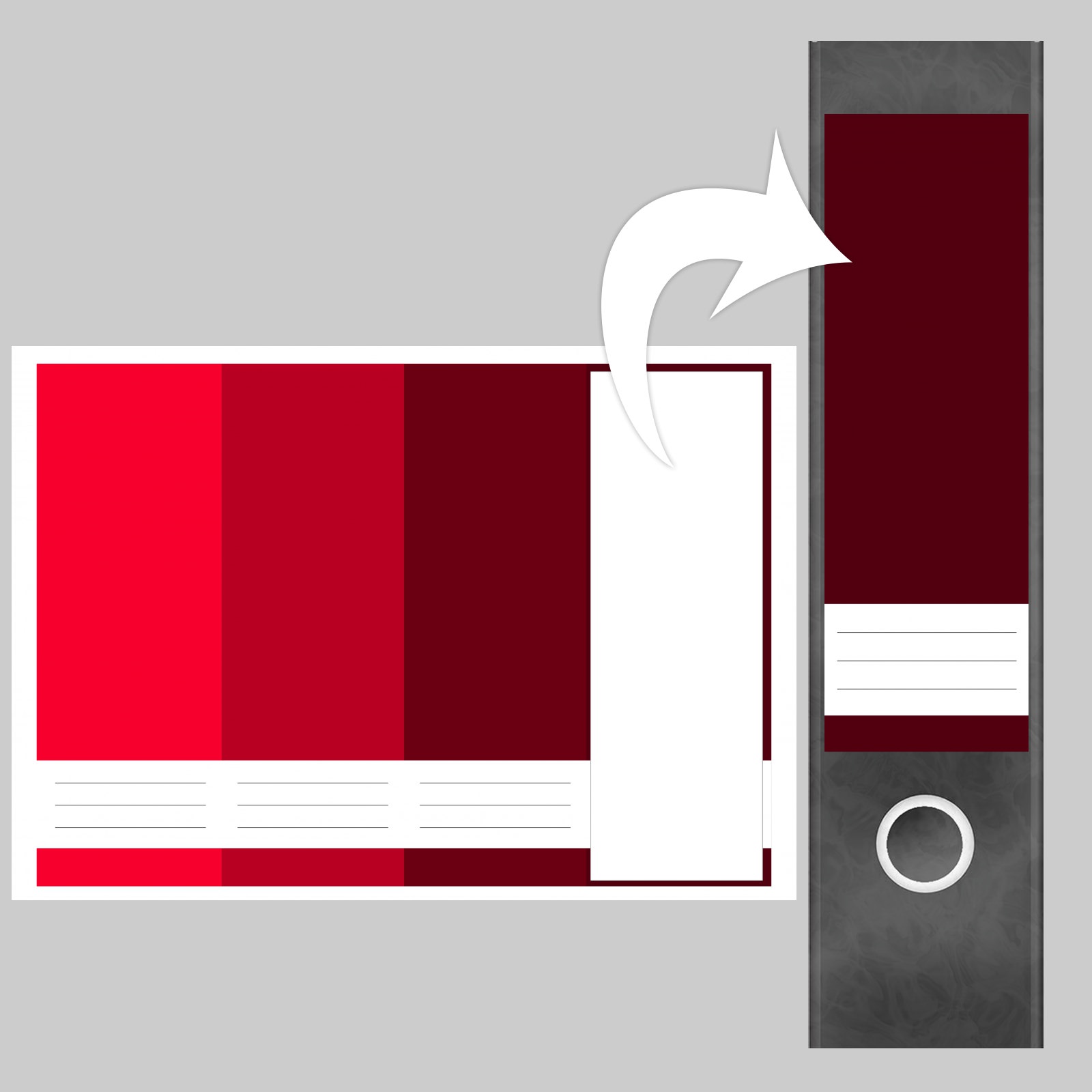 Etiketten für Ordner | Farbmix Rot | 4 breite Aufkleber für Ordnerrücken | Selbstklebende Design Ordneretiketten Rückenschilder 3 Etiketten für Ordner | Farbmix Rot | 4 breite Aufkleber für Ordnerrücken | Selbstklebende Design Ordneretiketten Rückenschilder