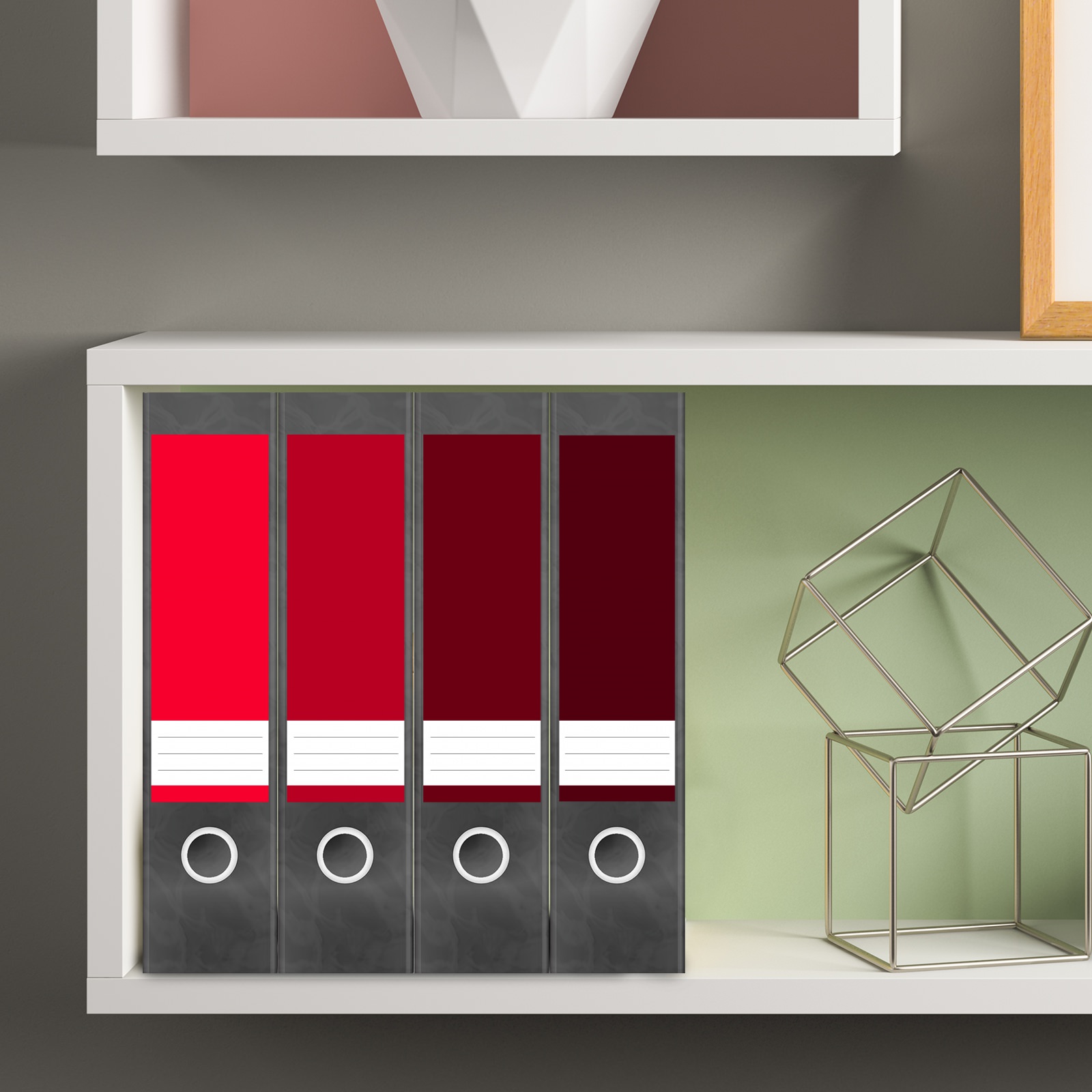 Etiketten für Ordner | Farbmix Rot | 4 breite Aufkleber für Ordnerrücken | Selbstklebende Design Ordneretiketten Rückenschilder 4 Etiketten für Ordner | Farbmix Rot | 4 breite Aufkleber für Ordnerrücken | Selbstklebende Design Ordneretiketten Rückenschilder