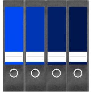 Etiketten für Ordner | Farbmix Blau 9 | 4 breite Aufkleber für Ordnerrücken | Selbstklebende Design Ordneretiketten Rückenschilder