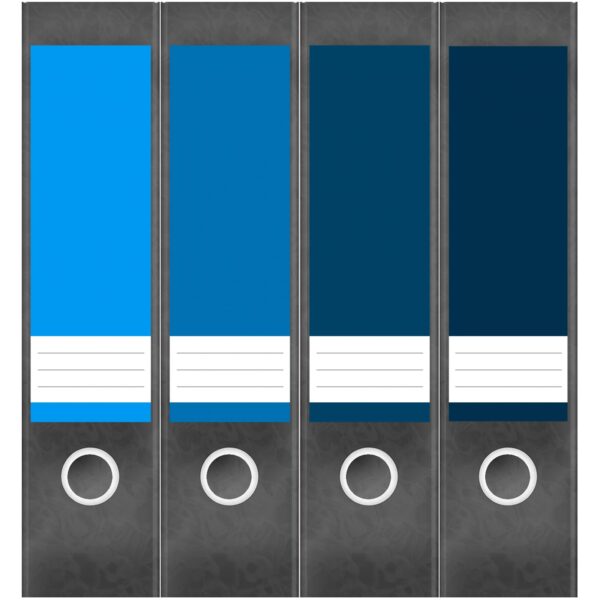 Etiketten für Ordner | Farbmix Blau 10 | 4 breite Aufkleber für Ordnerrücken | Selbstklebende Design Ordneretiketten Rückenschilder