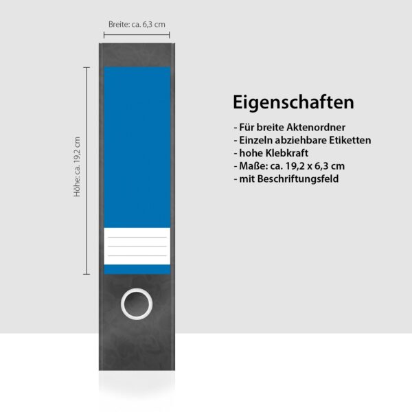 Etiketten für Ordner | Farbmix Blau 10 | 4 breite Aufkleber für Ordnerrücken | Selbstklebende Design Ordneretiketten Rückenschilder