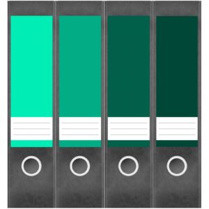 Etiketten für Ordner | Farbmix Grün | 4 breite Aufkleber für Ordnerrücken | Selbstklebende Design Ordneretiketten Rückenschilder
