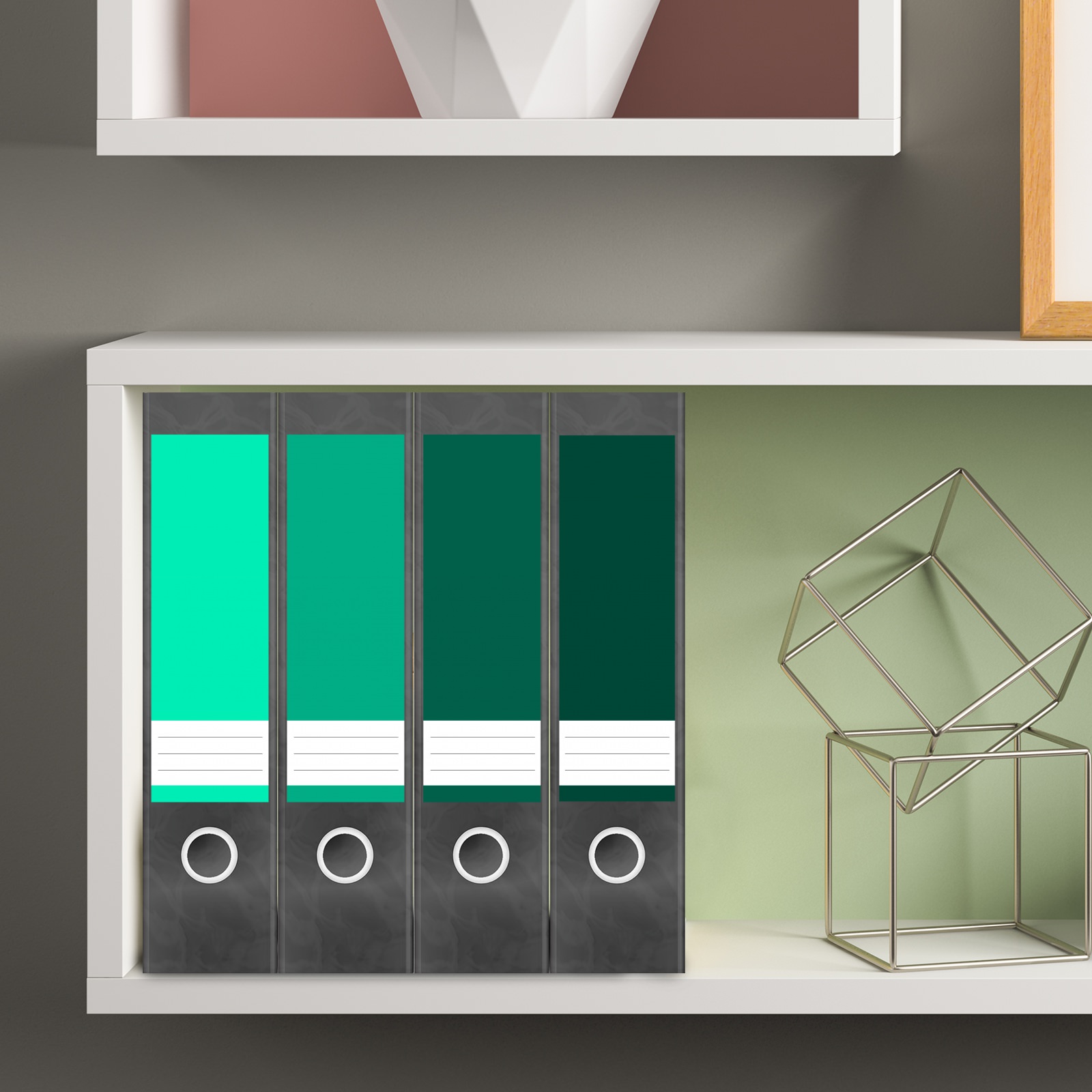 Etiketten für Ordner | Farbmix Grün | 4 breite Aufkleber für Ordnerrücken | Selbstklebende Design Ordneretiketten Rückenschilder 4 Etiketten für Ordner | Farbmix Grün | 4 breite Aufkleber für Ordnerrücken | Selbstklebende Design Ordneretiketten Rückenschilder