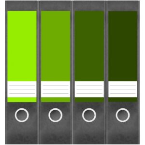 Etiketten für Ordner | Farbmix Grün | 4 breite Aufkleber für Ordnerrücken | Selbstklebende Design Ordneretiketten Rückenschilder