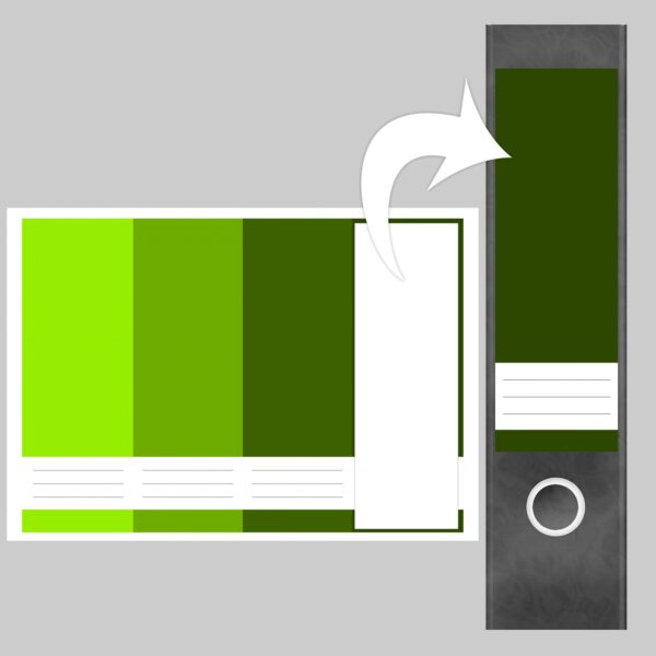 Etiketten für Ordner | Farbmix Grün | 4 breite Aufkleber für Ordnerrücken | Selbstklebende Design Ordneretiketten Rückenschilder