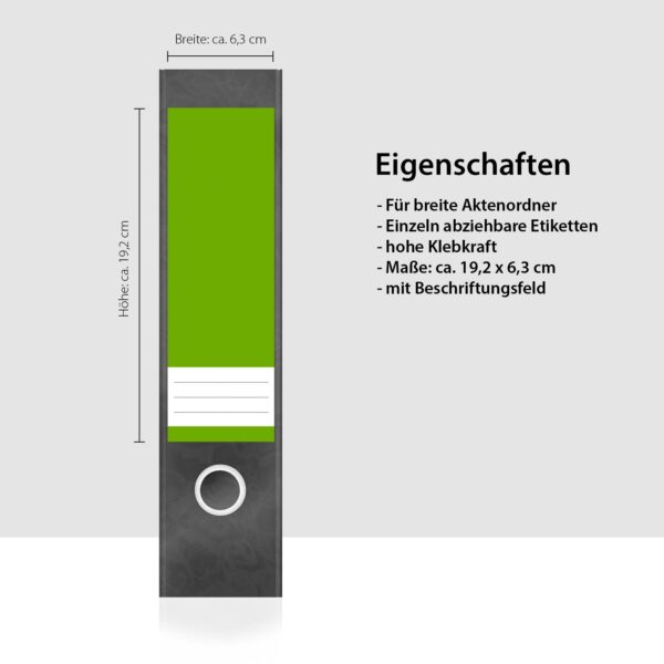 Etiketten für Ordner | Farbmix Grün | 4 breite Aufkleber für Ordnerrücken | Selbstklebende Design Ordneretiketten Rückenschilder