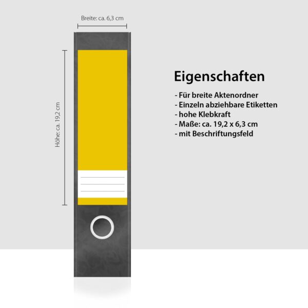 Etiketten für Ordner | Farbmix Sonnenuntergang Gelb | 4 breite Aufkleber für Ordnerrücken | Selbstklebende Design Ordneretiketten Rückenschilder
