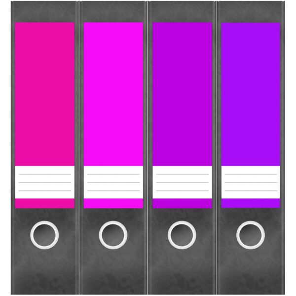 Etiketten für Ordner | Farbmix Grelle Rosa Farben | 4 breite Aufkleber für Ordnerrücken | Selbstklebende Design Ordneretiketten Rückenschilder